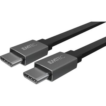 Emtec кабель Type-C к Type-C ECCHAT700TC2, 1.2m, USB 2.0, 3A, серый, черный (ECCHAT700TC2)