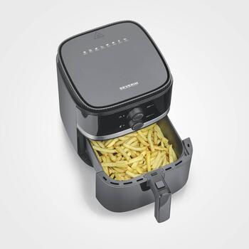 Severin FR 2452 gaisa fritieris, 5 l, 1500 W, 80-200 °C, taimeris, nelīpošs pārklājums, automātiska izslēgšanās (2452)