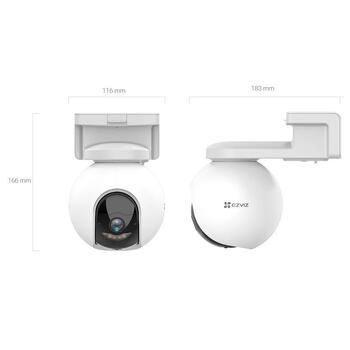 Ezviz CS-HB8-4MP умная уличная камера, 4MP 2K, 340° PTZ, IP65, 10400mAh, 32GB eMMC, ночное видение 15м, белый (CS-HB8-4MP)