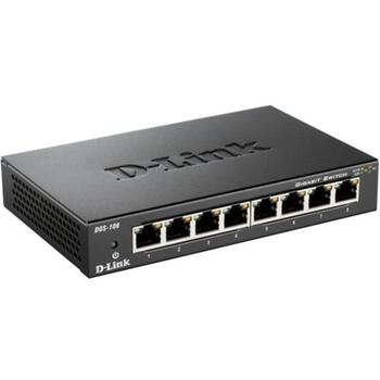 D-Link коммутатор DGS-108/E, 8x 10/100/1000 Mbps, L2, неуправляемый, 16 Gbit/s, металлический корпус, QoS, IGMP snooping (DGS-108/E)