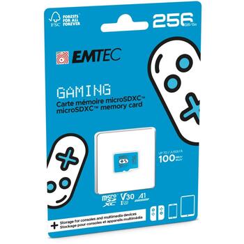 Emtec microSDXC 256GB UHS-I U3 V30 A1 Gaming ECMSDM256GXCU3G, 256GB, 100MB/s, 50MB/s, A1/A2 совместимость (ECMSDM256GXCU3G)