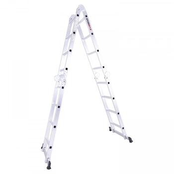 Ecomax Universālās kāpnes Silver PRO EML0002 EMX, 4x4 pakāpieni, 150kg, 2,26m, 4,65m, 1,23m, alumīnija, EN131 (EML0002&EMX)