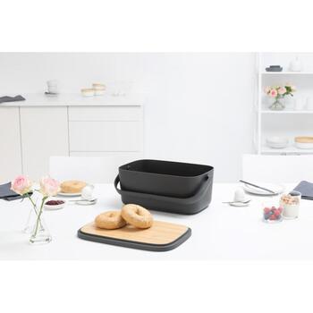Brabantia хлебница 128264, 39,5см, 25,5см, 16,3см, бамбуковая крышка, ручка для переноски, 2 буханки (128264)