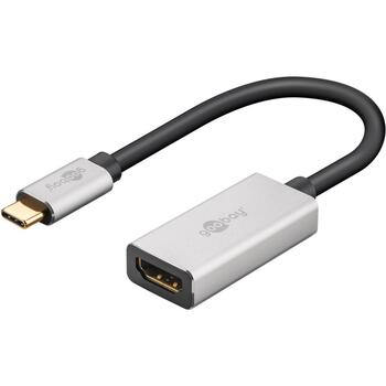 Goobay USB-C uz HDMI adapteris 60194, 0.15 m, 8K30Hz, 4K120Hz, USB-C vīrišķais, HDMI sievišķais, sudraba/melna (60194)