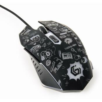 Gembird USB datorpele MUS-6B-GRAFIX-01, 6 pogas, 3600 DPI, optiskā, ergonomisks, multicolor apgaismojums (MUS-6B-GRAFIX-01)