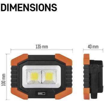 Emos Рабочий LED фонарь P4112, 140 г, черный и оранжевый, 135 × 100 × 40 мм, 2× COB LED 100 % – 350 лм, LED 100 % – 120 лм (P4112)