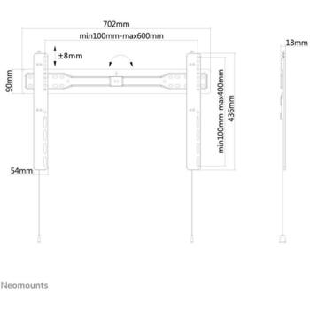 Neomounts televizora stiprinājums LED-W600BLACK, fiksēts, 37-75