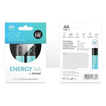 Sponge Батарея Energy AAA, Energy AAA, 450 мАч, 1.2 В, 5.5 часов, 5В / 80мА, микро USB, LED индикатор (Energy AAA)