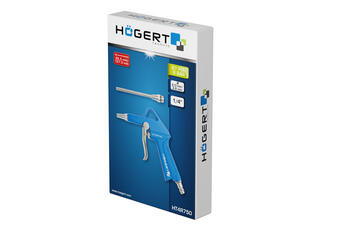 Hogert Пневматический пистолет HT4R750, 6bar, 87psi, длина насадки 26.5mm-127mm, диаметр 2.0mm-3.6mm, 1/4