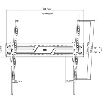 Sbox TV kronšteins PLB-4269T-2, 43''–100'', 75kg, 75x75–900x600, melns, 8.5cm, 3.55kg, līmeņa regulēšana (PLB-4269T-2)