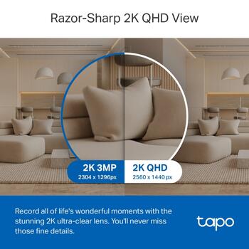 Tapo C220 Pan/Tilt AI камера безопасности Wi-Fi, TP-Link, Tapo C220, 4 MP, 4mm/F2.0, H.264, Micro SD до 512GB (TAPOC220)