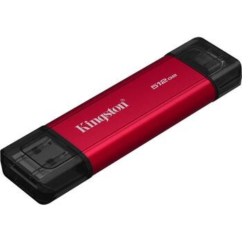 Kingston 512GB Dual USB-A/C Портативный SSD SPSD/512GB, 1050MB/s Чтение, 950MB/s Запись, 3D NAND, USB 3.2 Gen 2 (SPSD/512GB)