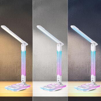 Hawk Настольная лампа HW-LAMP04, 10 W, 5.8 W, 3 LED лампы, 5 V/2.1 A USB выход, беспроводная зарядка, затемнение (HW-LAMP04)