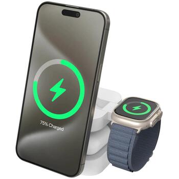 Hyper Беспроводная зарядка HJ3320WHGL, 15Вт, 1м USB-C кабель, 7x7x7.9см, Qi2 (HJ3320WHGL)