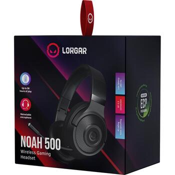Lorgar Noah 500 LRG-GHS500, Bluetooth 5.3, 58h, 1000mAh, 40mm, 32Ω, 92dB, 20-20000Hz, stereo, mikrofons, melna (LRG-GHS500)