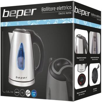 Beper Чайник BB.002, 1L, 1630W, нержавеющая сталь/черный, скрытый нагревательный элемент, 360° поворот (BB.002)