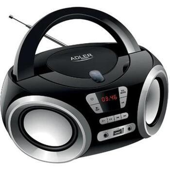Adler AD 1181bc Boombox, CD/MP3, FM-радио, USB, AUX, 2x2W, 20 станций, черный/медь (AD 1181bc)