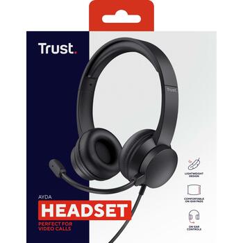 Trust наушники 25087 3.5mm, 20-20000 Гц, 1.8 м кабель, 95 дБ чувствительность, неодимовый магнит, черный цвет (25087)