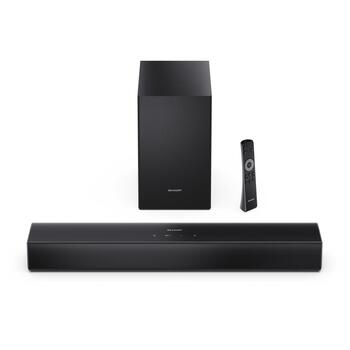Sharp Компактная 2.1 Звуковая панель с беспроводным сабвуфером HT-SBW121, 240 Вт, Bluetooth, беспроводное соединение, черный (HT-SBW121)
