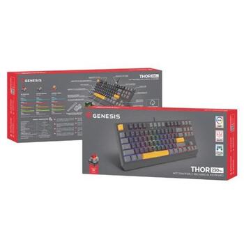 Genesis Thor 230 TKL mehāniskā spēļu tastatūra NKG-2081, 87 taustiņi, Outemu Red, RGB LED, USB Type-C, 3000 mAh, QWERTY, Hot-Swap (NKG-2081)