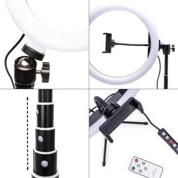 Rio LED gredza gaisma RL12-EU/1,4, 30cm, 5V, 176 LED, tālvadības pults, USB, RGB, 1 tālruņa turētājs (RL12-EU/1,4)
