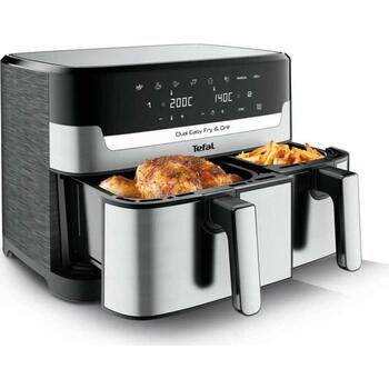 Tefal karstā gaisa friteris EY905D10, 5.2+3.1 L, nerūsējošais tērauds, 8 programmas, sinhronizācijas funkcija (EY905D10)