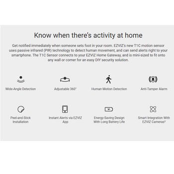 Ezviz CS-T1C PIR датчик движения, 7м, 90°, Zigbee 3.0, HomeKit, 2г, CR2450, белый (CS-T1C)