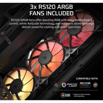 Corsair 3200D RS PC korpuss, Mid-Tower, melns, 7 sloti, 1x3.5