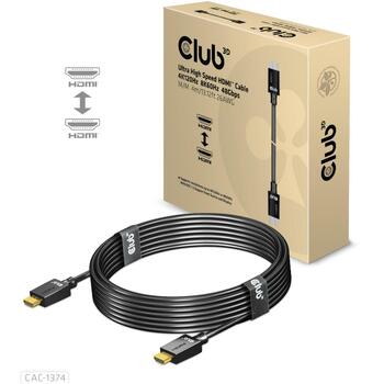 Club3D HDMI кабель CAC-1374 4 м 48 Гбит/с 4K120Hz 8K60Hz, 26 AWG, золотые контакты, 3D, eARC, HDR (CAC-1374)