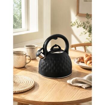 Brock MWK 002 BK La Cuisinette чайник, 2,7л, 3л, нержавеющая сталь, черный, для индукции, со свистком (MWK 002 BK)