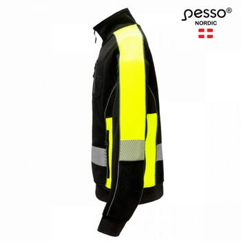 Pesso Hi-vis куртка FL06 FL06_B-S, S, черный/желтый, 155г/м², 100% полиэстер, светоотражатели, молния (FL06_B-S)