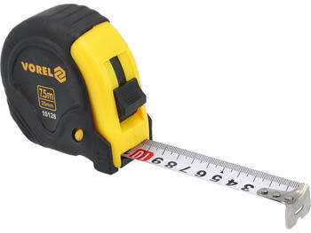 Vorel Mērlente 10128, 7.5m, 25mm, tērauda lente, PVC un gumijas korpuss, 3 fiksācijas pogas, metriskā skala (10128)
