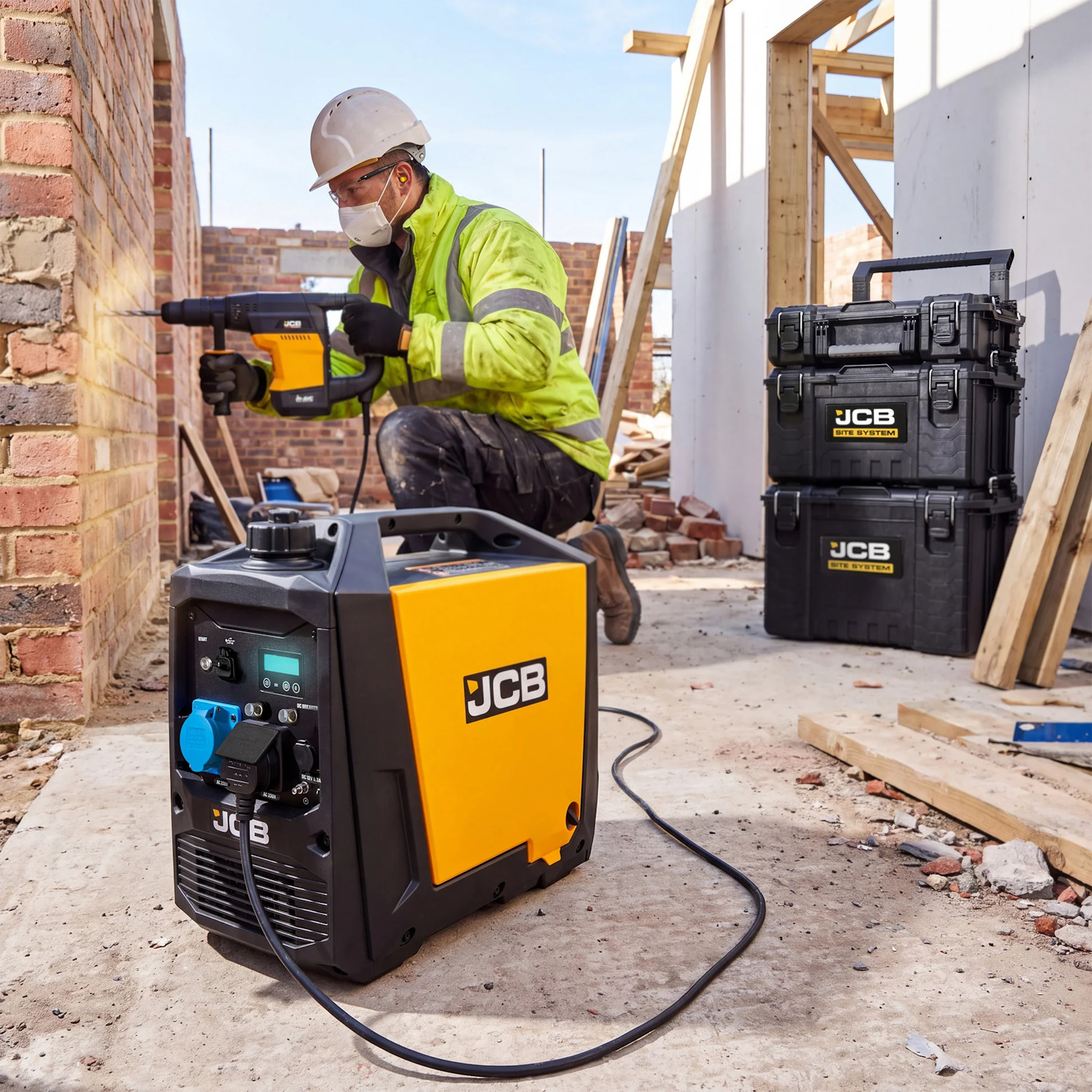JCB JCB-IG3500E invertora benzīna ģenerators elektroapgādei 3400W 230V 149cm³ elektriskais starts Pure Sine Wave USB USB-C (JCB-IG3500E)