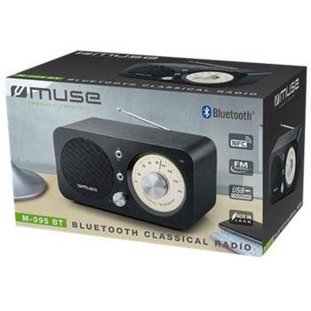 Muse Радио M-095BT, 5Вт, FM, Bluetooth, NFC, USB порт зарядки, Aux вход, черный (M-095BT)