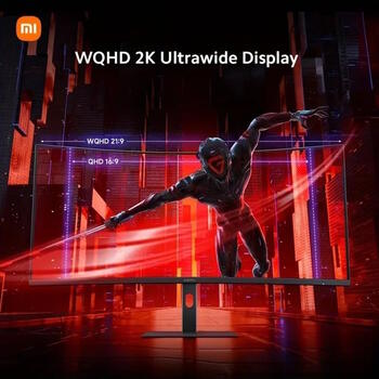 Игровой изогнутый монитор 34″ WQHD 3440×1440 180 Hz 1 ms FreeSync Premium G34WQi Чёрный ELA5454EU Xiaomi (ELA5454EU)