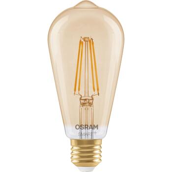 Osram светодиодная лампа SMART+ MATTER Filament Dimmable Classic Edison 53 824 Gold, E27, 6 Вт, 680 лм, 2400 К, Wi-Fi, диммируемая (4099854530104)