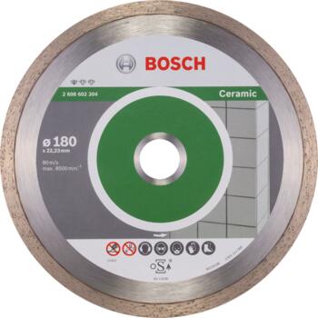 Dim. grieš. ripa FPE 180x22.23 mm, Lielām leņķa slīpmašīnām ar fiksācijas uzgriezni DIMANTA GRIEZĒJDISKS STANDARD FOR CERAMIC, 2608602204 BOSCH (2608602204)