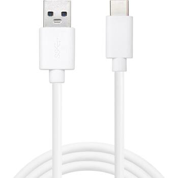 Sandberg 336-15 USB kabelis, USB 3.2 Gen 1, 1m, USB-C un USB-A taisni kontakti, balts (336-15)