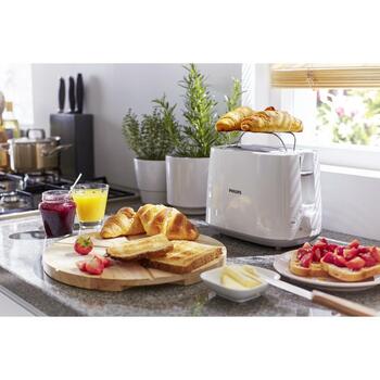 Philips Toaster HD2581/00 830 Вт, 2 ломтика, 2 слота, 8 уровней поджаривания, Металлический корпус, Подогреватель (HD2581/00)