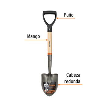 Mazā lāpsta 69cm ar apaļu asmeni 15x37cm, koka kāts ar plastmasas D-rokturi TR-BY Truper (TR-BY)