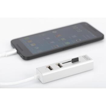 Digitus USB centrmezgls DA-70243, 3x USB 2.0, SD, MicroSD, USB-C, galda, balts (DA-70243)