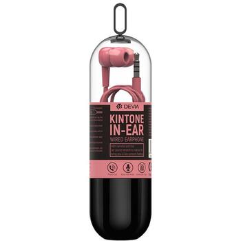 Devia Kintone наушники V2 120EL0640130, 3.5mm, розовый, встроенный микрофон, шумоподавление, эргономичный дизайн (120EL0640130)