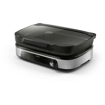 Philips Электрический гриль HD6212/90 2400W, черный, поддон для жира, антипригарное покрытие, копчение (HD6212/90)