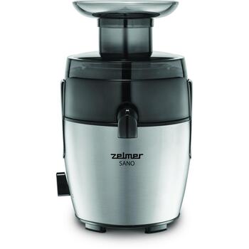 Zelmer Соковыжималка ZJE4800 71205340P, 600 W, 2 скорости, 65 мм, 0,4 л, 0,7 л, нержавеющая сталь, механическая, drip-stop (71205340P)