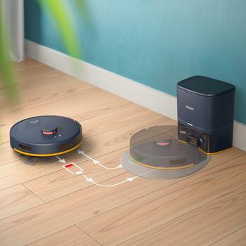 Philips робот-пылесос XU2100/15, мешок для пыли, 0.38 L, 68 дБ, Li-Ion 2600 мАч, 120 мин, Wi-Fi, автоматическая очистка (XU2100/15)