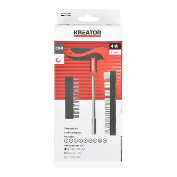Kreator skrūvgrieža komplekts, KRTH22001, 21, 124 mm, T formas rokturis, muciņa ar uzgali (KRTH22001)
