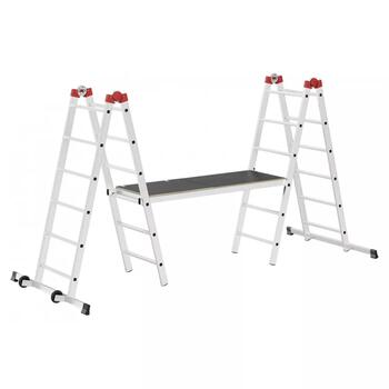 Hailo G60 039459507, alumīnija sastatnes, 2x12 pakāpieni, 150kg, 433cm, 136x50cm, 233cm, 26cm, Fast & Lock (039459507)