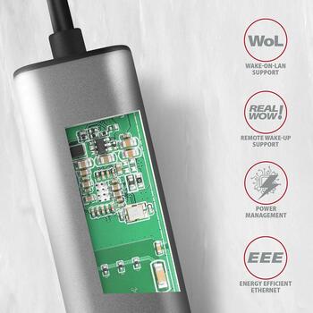 Axagon Сетевой адаптер ADE-25RC, 2.5 Гбит/с, USB Type-C, 1x RJ-45, 10/100/1000/2500 Мбит/с, металлический корпус, Plug and Play (ADE-25RC)