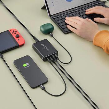 Hama 00201979 зарядное устройство, GaN, 65W, 2xUSB-C, 2xUSB-A, PD, QC 3.0, 1.5m, черный (00201979)