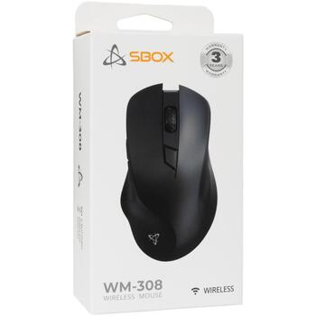 Sbox Мышь WM-308B, 6 кнопок, 800-1600 DPI, 2.4 GHz, аккумулятор 300 мАч, черный (WM-308B)